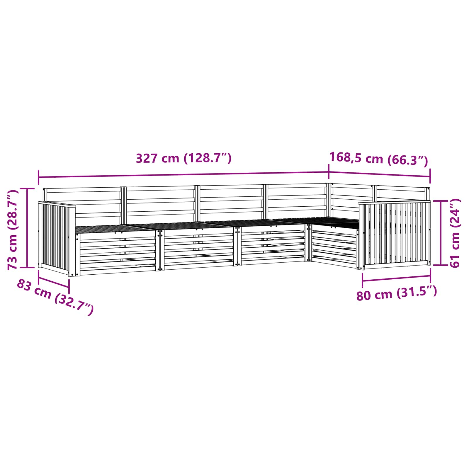 Set di divani da esterno 5 pcs Naturale | homemem39