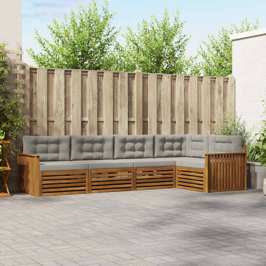 Set di divani da esterno 5 pcs Grigio Naturale e Chiaro | homemem39