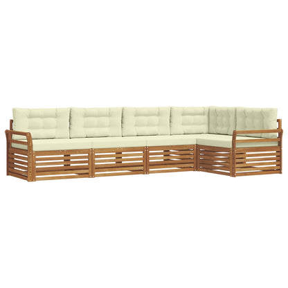 Set di divani da esterno con cuscino 5 pcs Naturale e Crema | homemem39