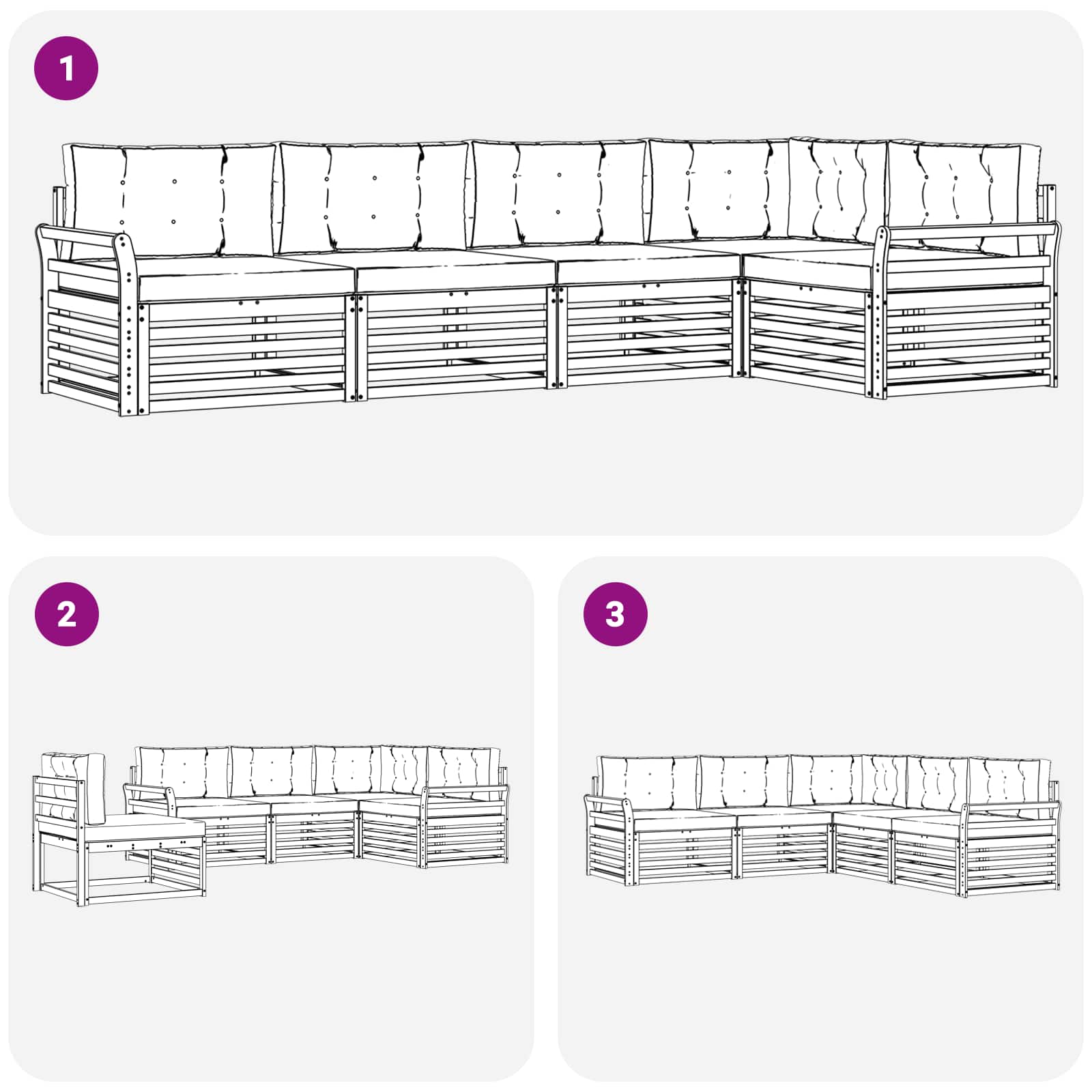 Set di divani da esterno 5 pcs Grigio Naturale e Chiaro | homemem39