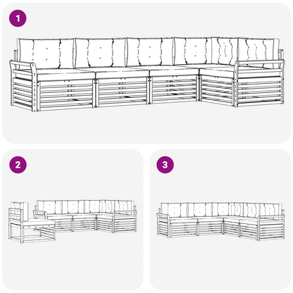 Set di divani da esterno 5 pcs Grigio Naturale e Chiaro | homemem39