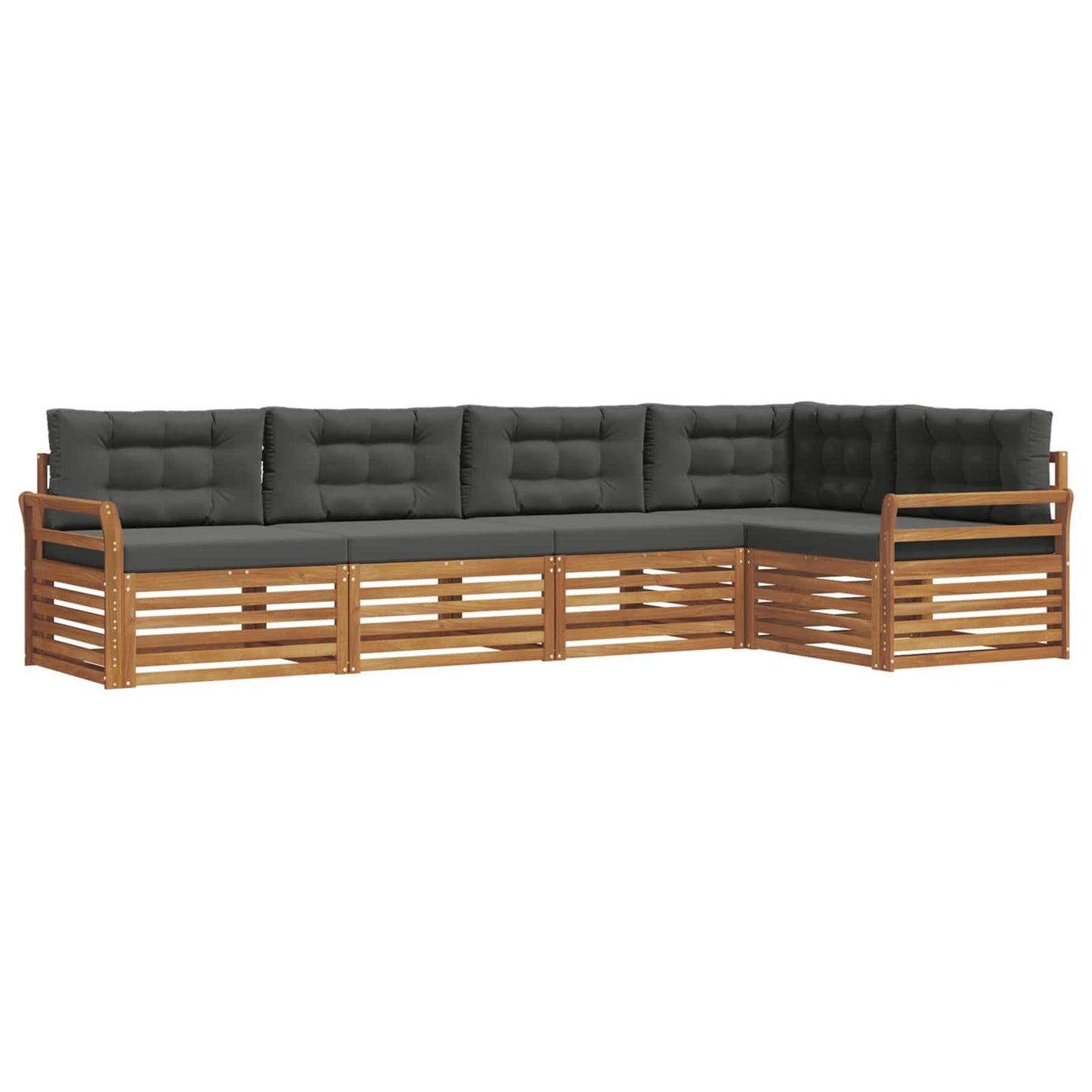 Set di divani da esterno con cuscino 5 pcs Naturale e Antracite | homemem39