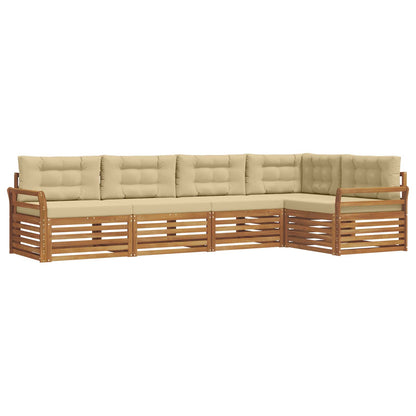 Set di divani da esterno con cuscino 5 pcs Naturale e Beige | homemem39