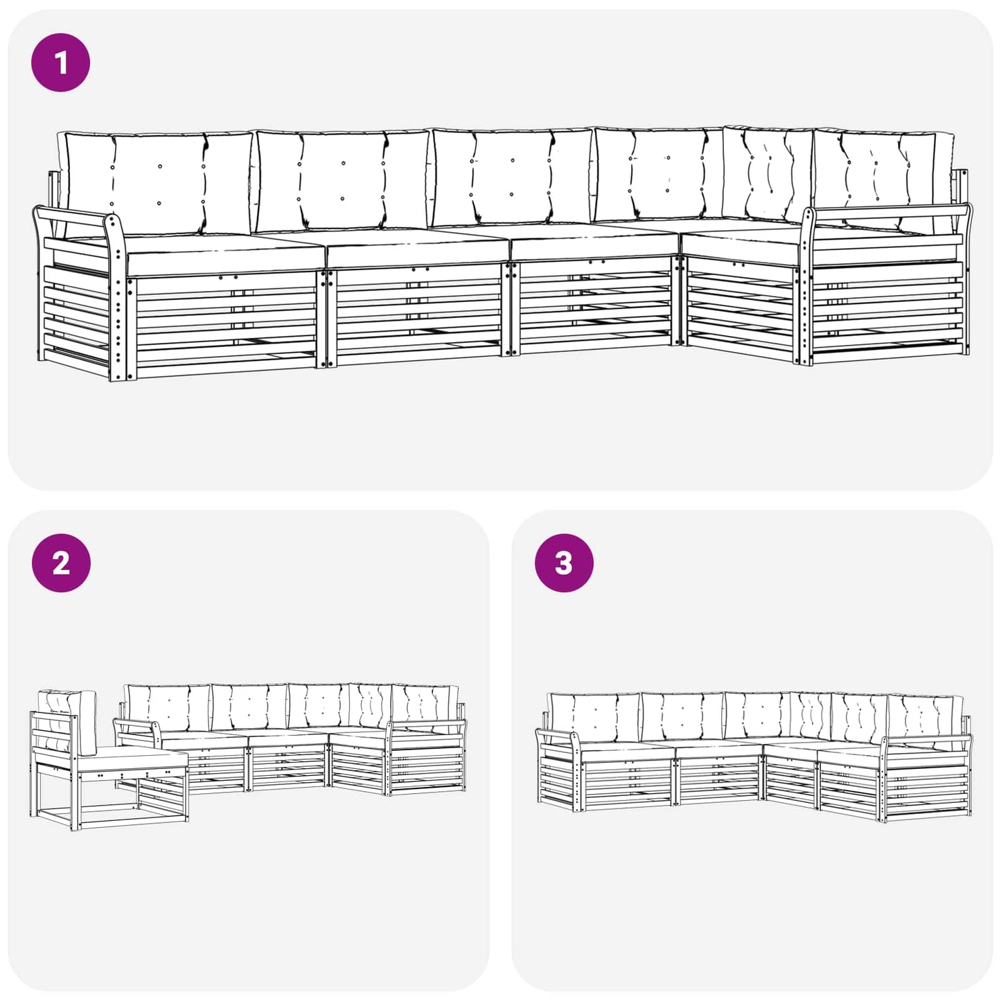Set di divani da esterno con cuscino 5 pcs Naturale e Beige | homemem39
