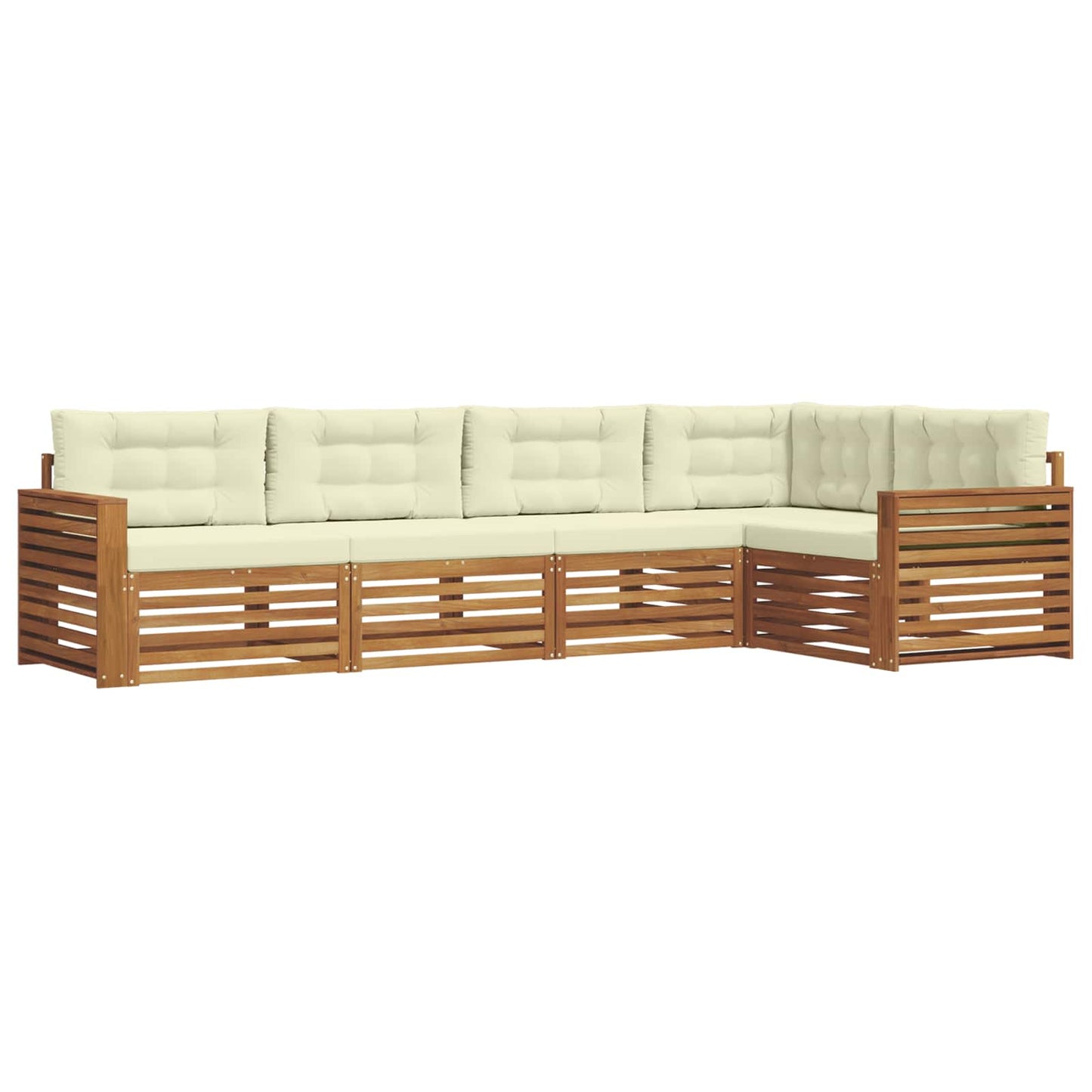 Set di divani da esterno con cuscino 5 pcs Naturale e Crema | homemem39