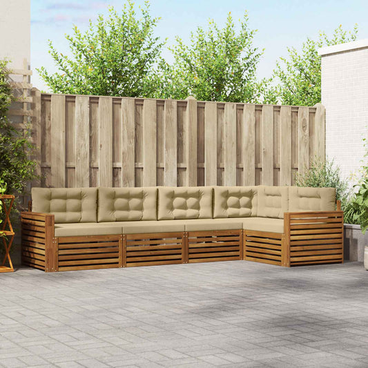 Set di divani da esterno con cuscino 5 pcs Naturale e Beige | homemem39