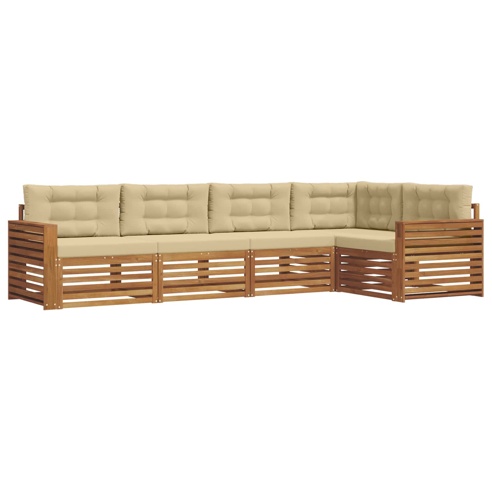 Set di divani da esterno con cuscino 5 pcs Naturale e Beige | homemem39