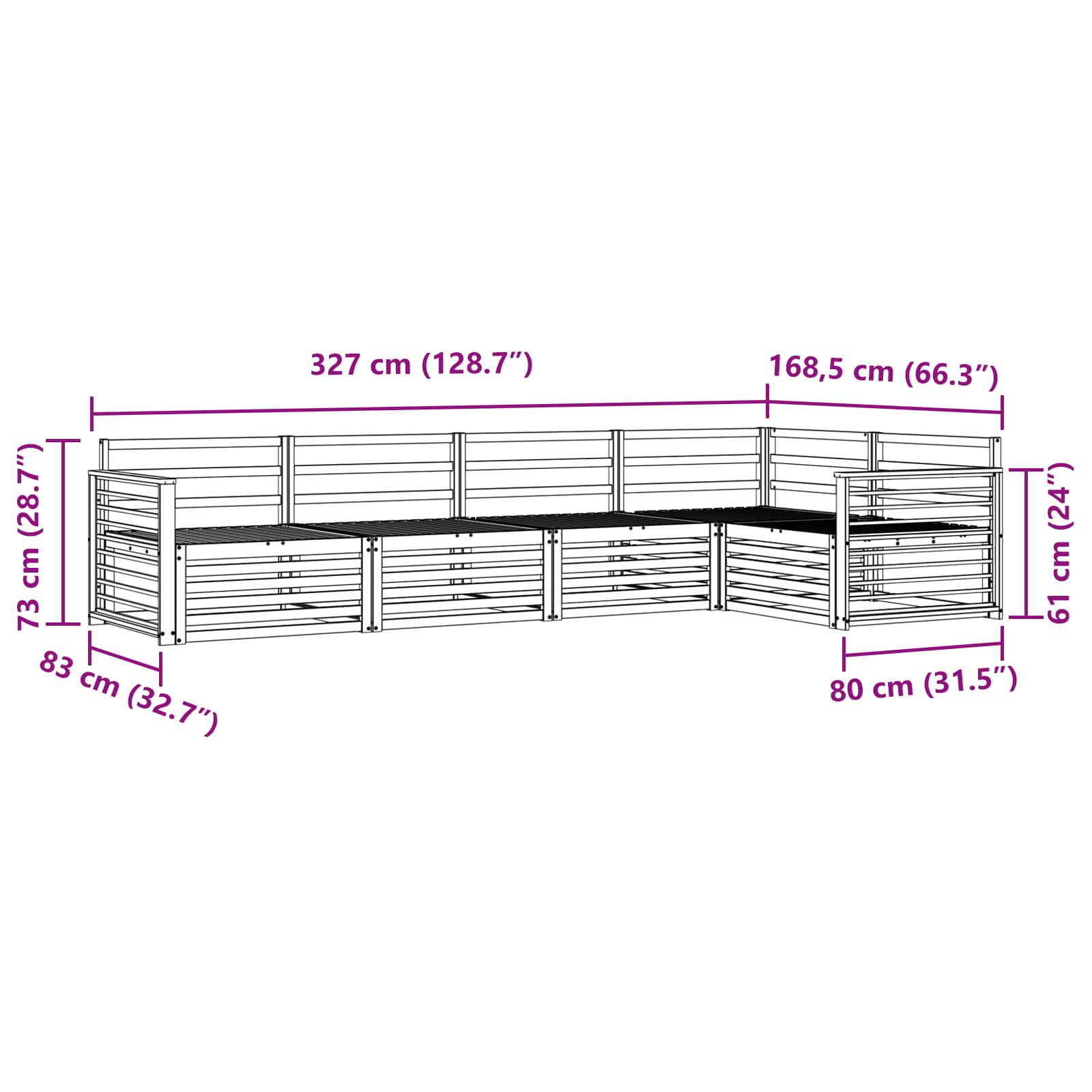 Set di divani da esterno 5 pcs Naturale | homemem39