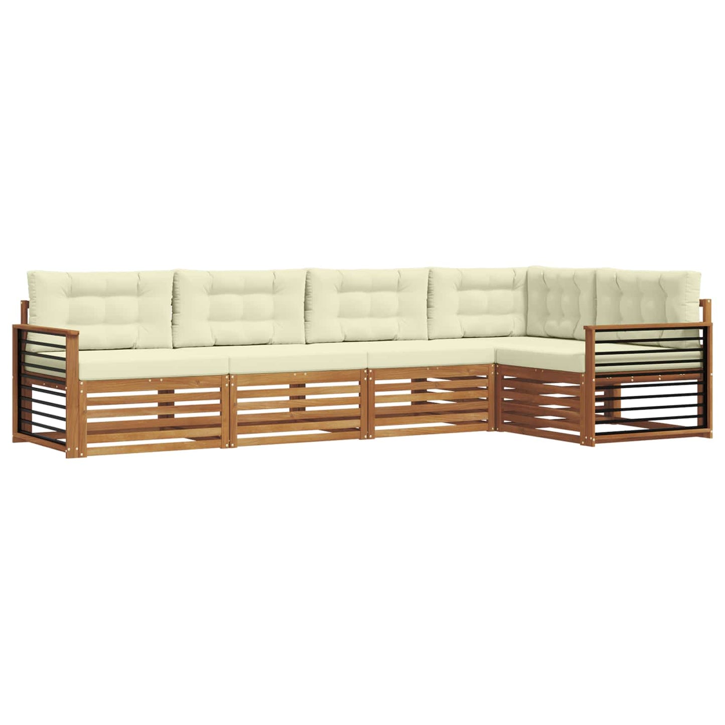 Set di divani da esterno con cuscino 5 pcs Naturale e Crema | homemem39