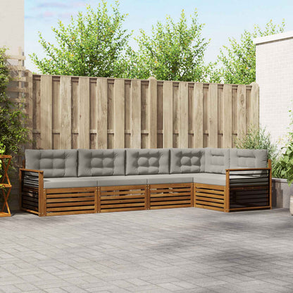 Set di divani da esterno 5 pcs Grigio Naturale e Chiaro | homemem39