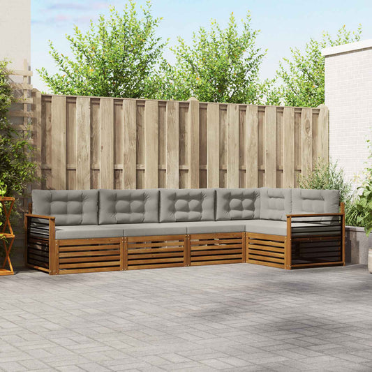 Set di divani da esterno 5 pcs Grigio Naturale e Chiaro | homemem39