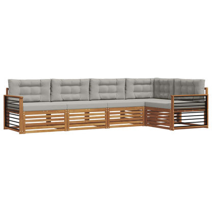 Set di divani da esterno 5 pcs Grigio Naturale e Chiaro | homemem39