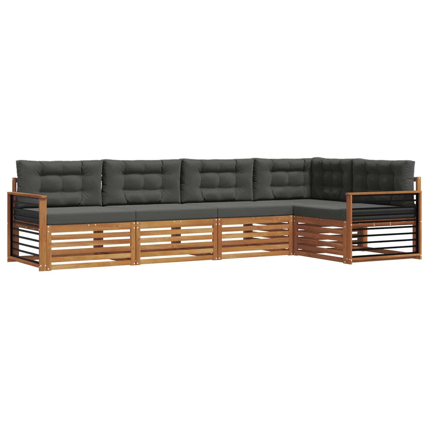 Set di divani da esterno con cuscino 5 pcs Naturale e Antracite