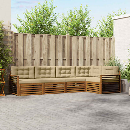 Set di divani da esterno con cuscino 5 pcs Naturale e Beige | homemem39