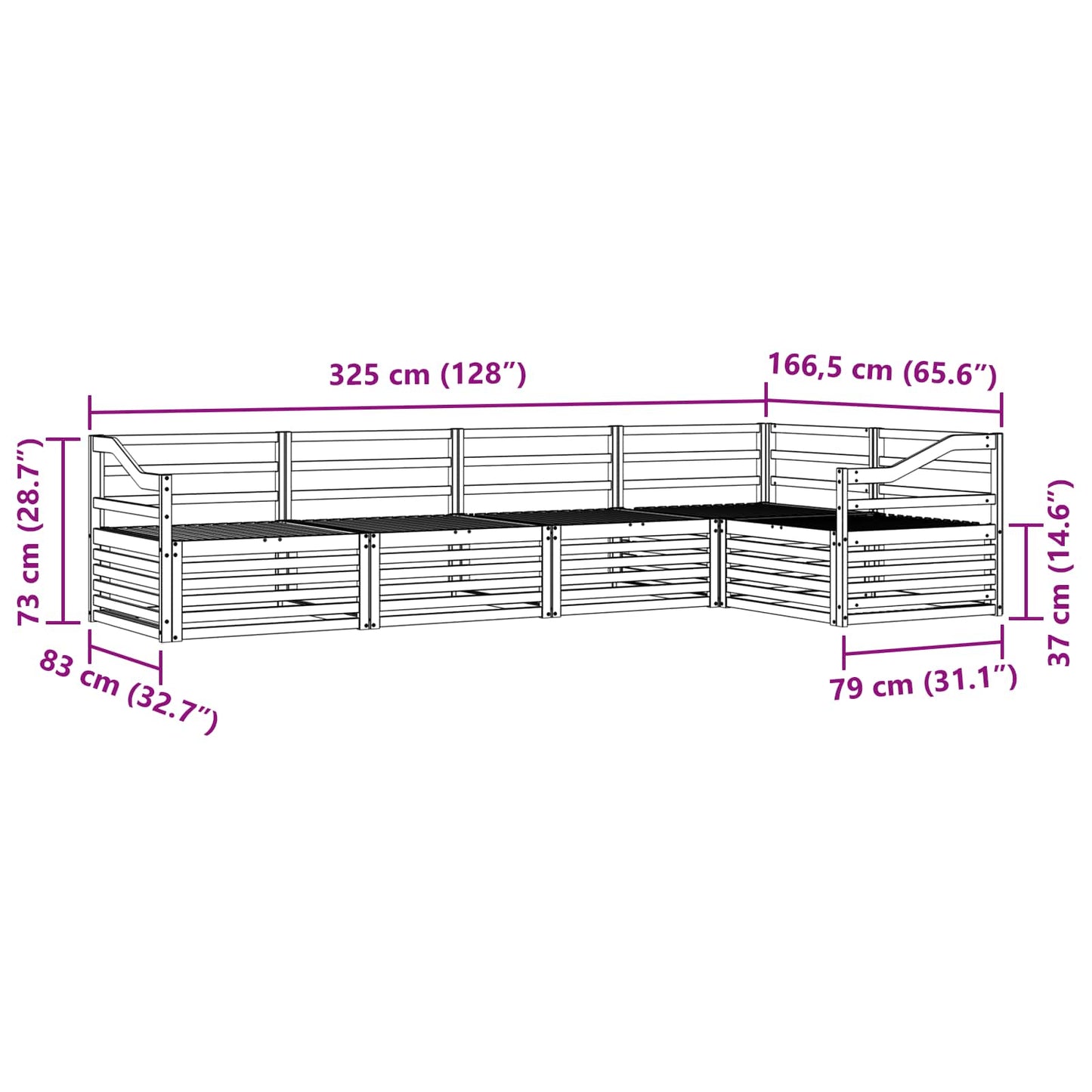 Set di divani da esterno 5 pcs Naturale | homemem39