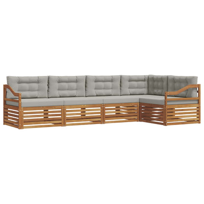 Set di divani da esterno 5 pcs Grigio Naturale e Chiaro | homemem39