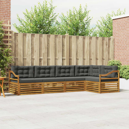 Set di divani da esterno con cuscino 5 pcs Naturale e Antracite | homemem39