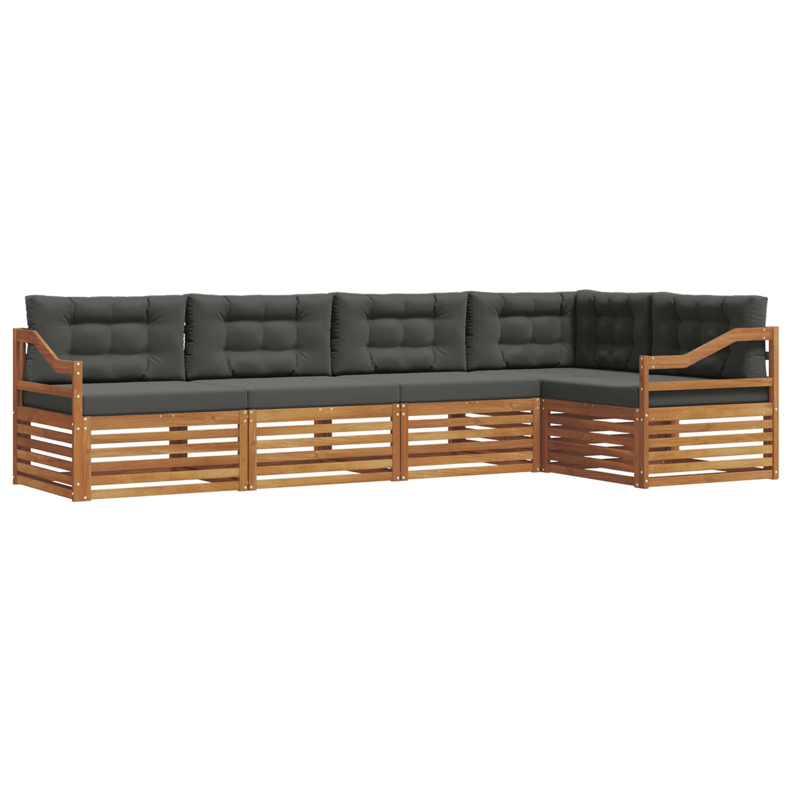 Set di divani da esterno con cuscino 5 pcs Naturale e Antracite | homemem39