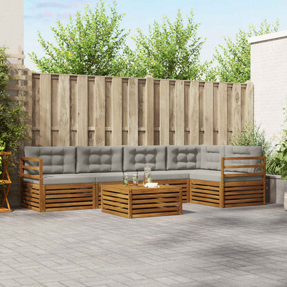 Set di divani da esterno 6 pcs Grigio Naturale e Chiaro | homemem39