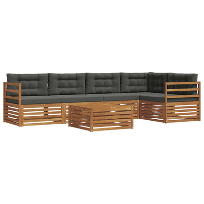Set di divani da esterno con cuscino 6 pcs Naturale e Antracite | homemem39