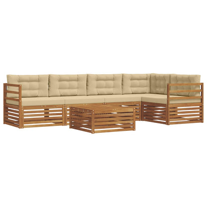 Set di divani da esterno con cuscino 6 pcs Naturale e Beige