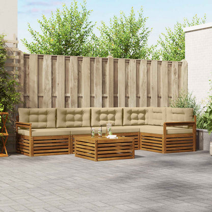 Set di divani da esterno con cuscino 6 pcs Naturale e Beige | homemem39