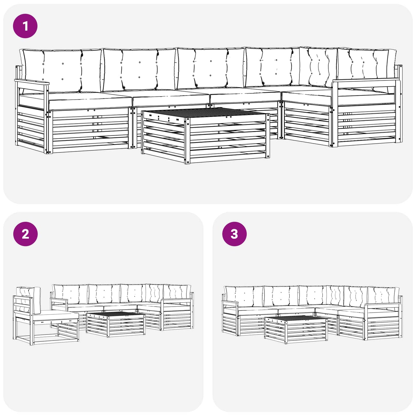 Set di divani da esterno con cuscino 6 pcs Naturale e Beige | homemem39