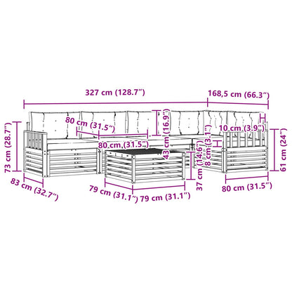 Set di divani da esterno 6 pcs Grigio Naturale e Chiaro | homemem39