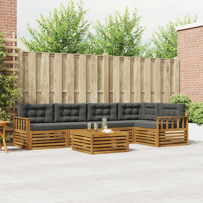 Set di divani da esterno con cuscino 6 pcs Naturale e Antracite | homemem39