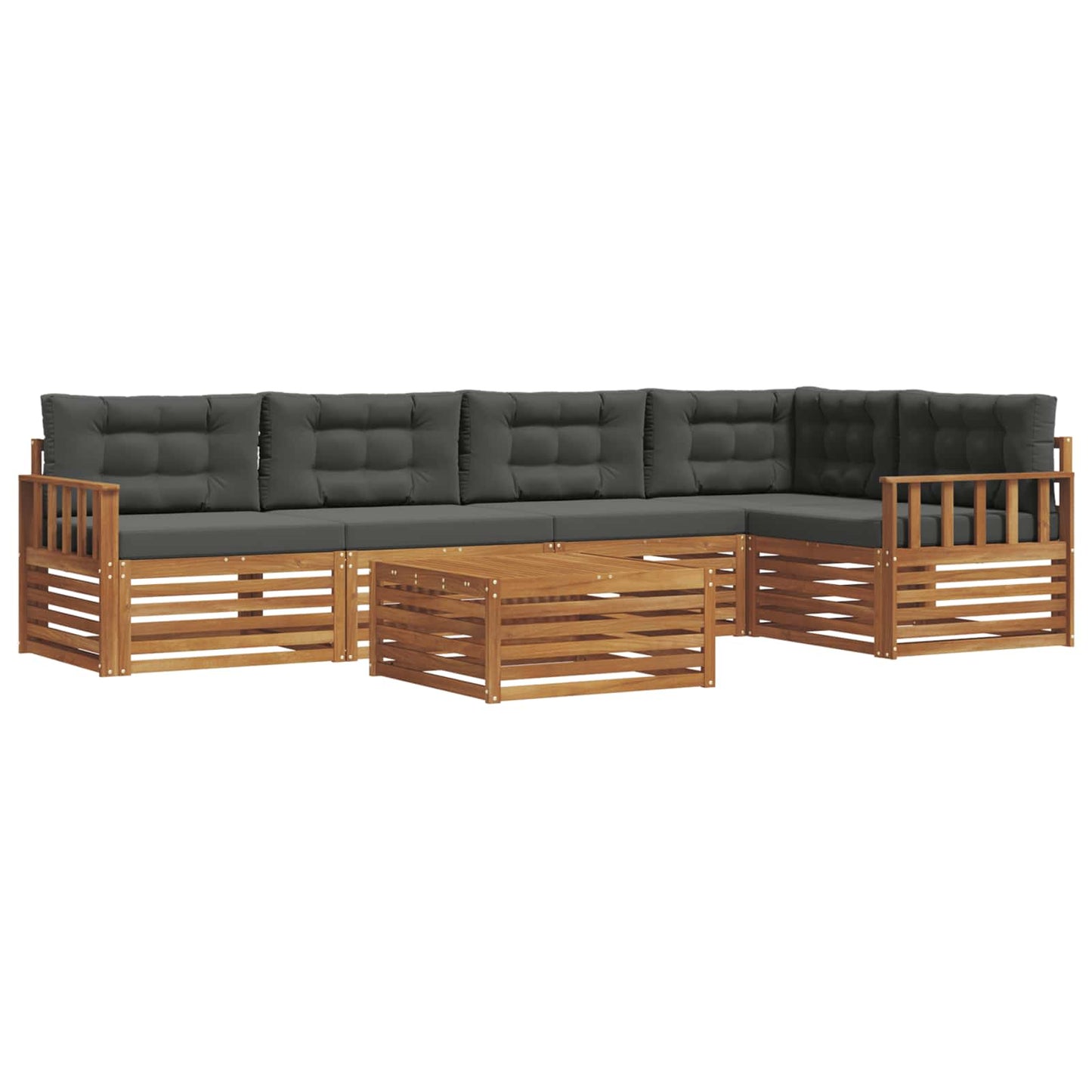 Set di divani da esterno con cuscino 6 pcs Naturale e Antracite | homemem39