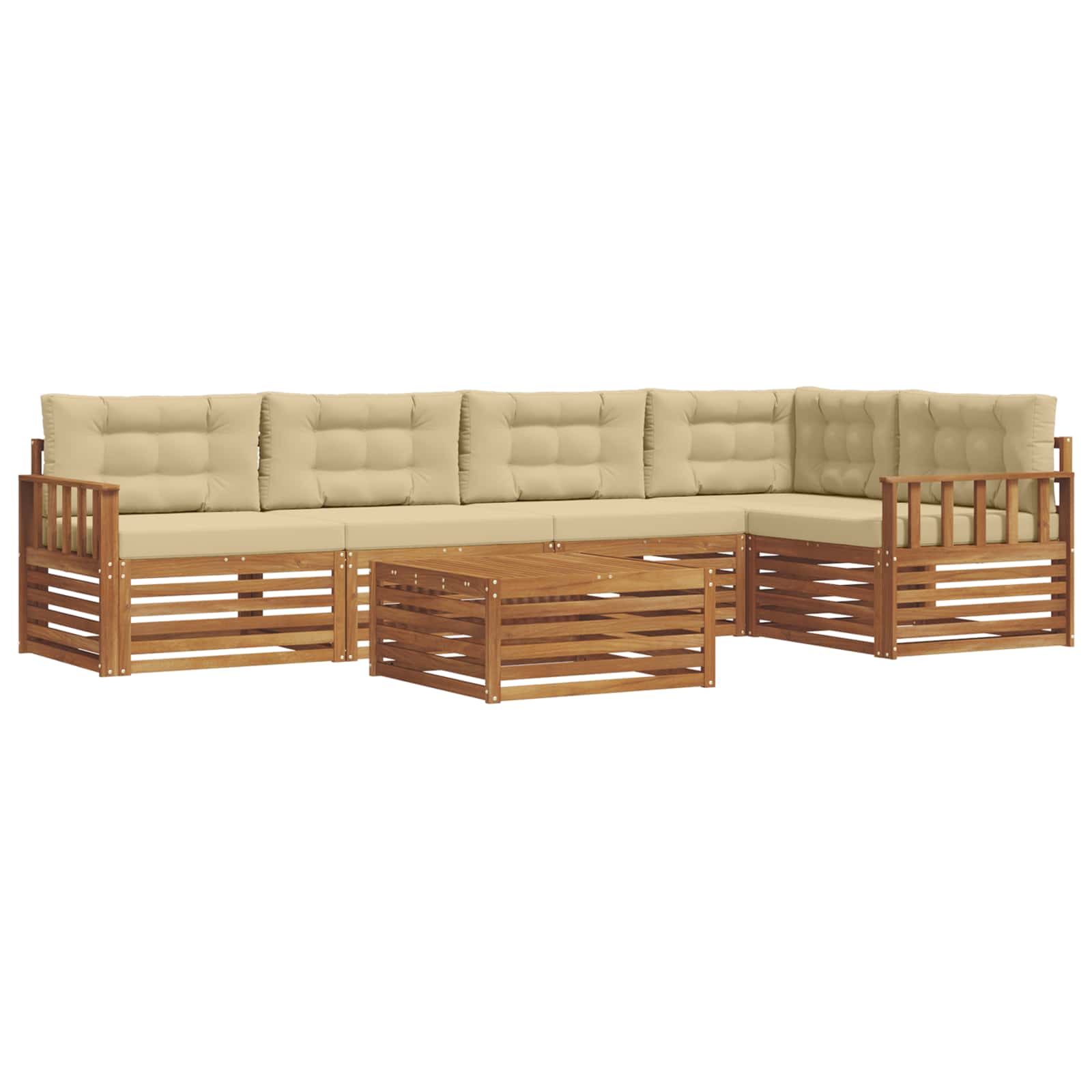 Set di divani da esterno con cuscino 6 pcs Naturale e Beige | homemem39
