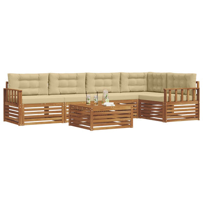 Set di divani da esterno con cuscino 6 pcs Naturale e Beige | homemem39