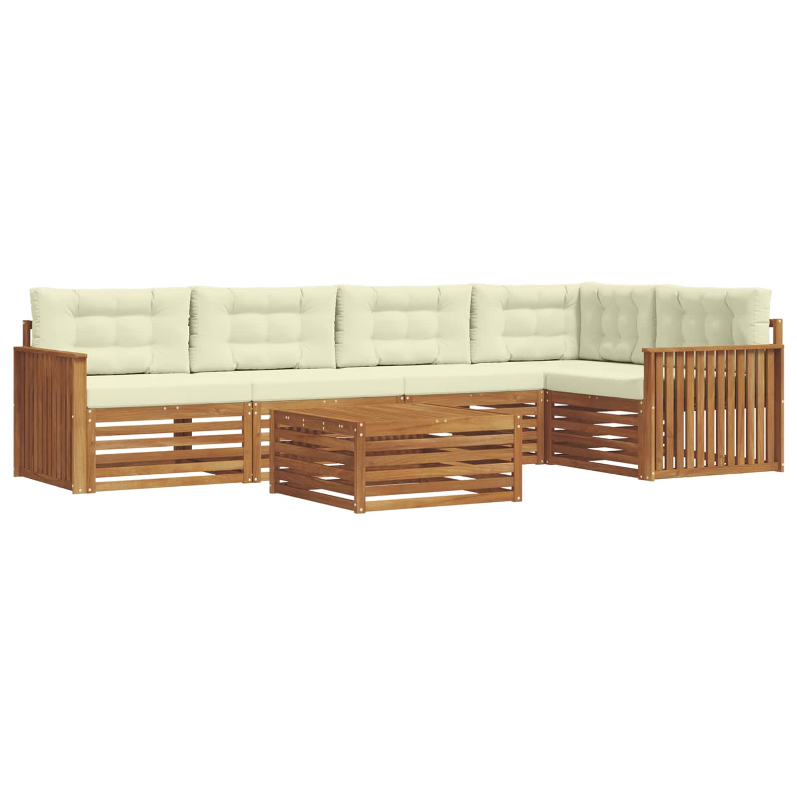 Set di divani da esterno con cuscino 6 pcs Naturale e Crema | homemem39