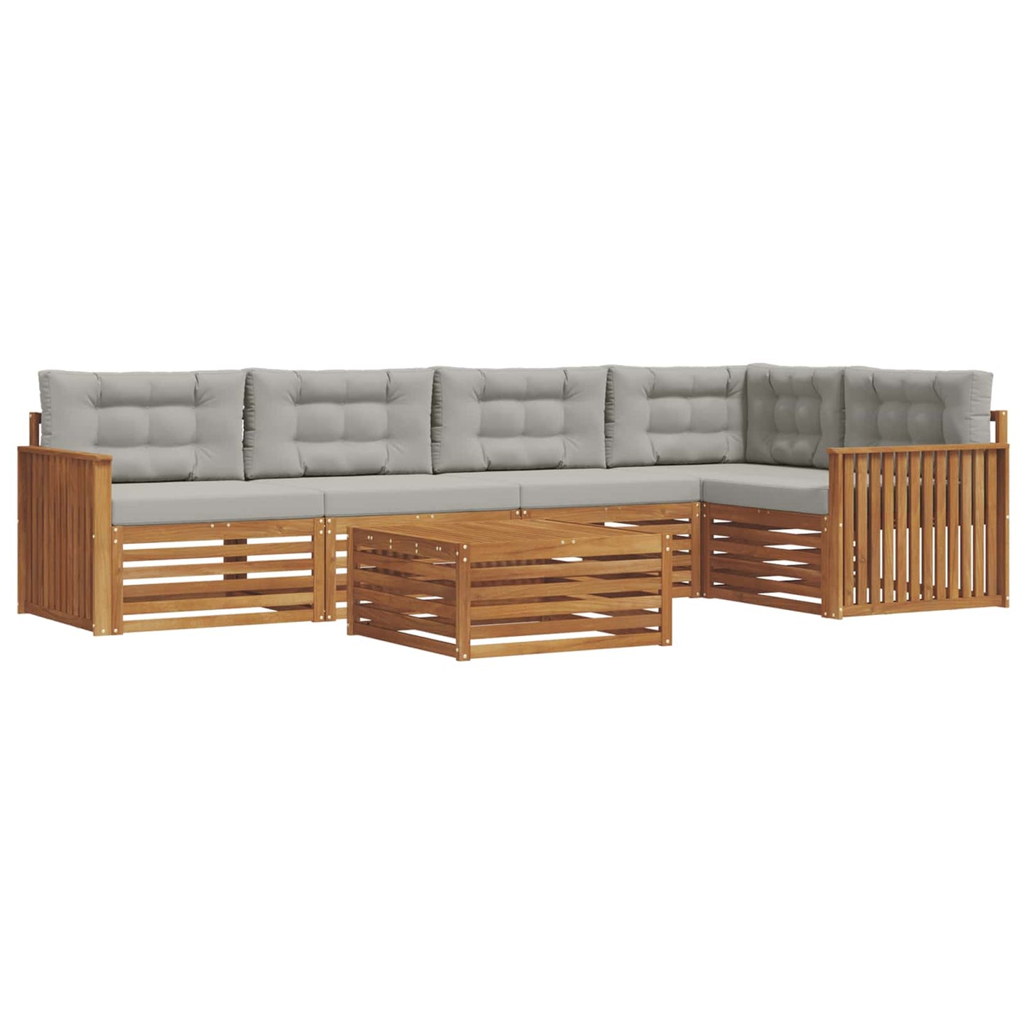 Set di divani da esterno 6 pcs Grigio Naturale e Chiaro | homemem39