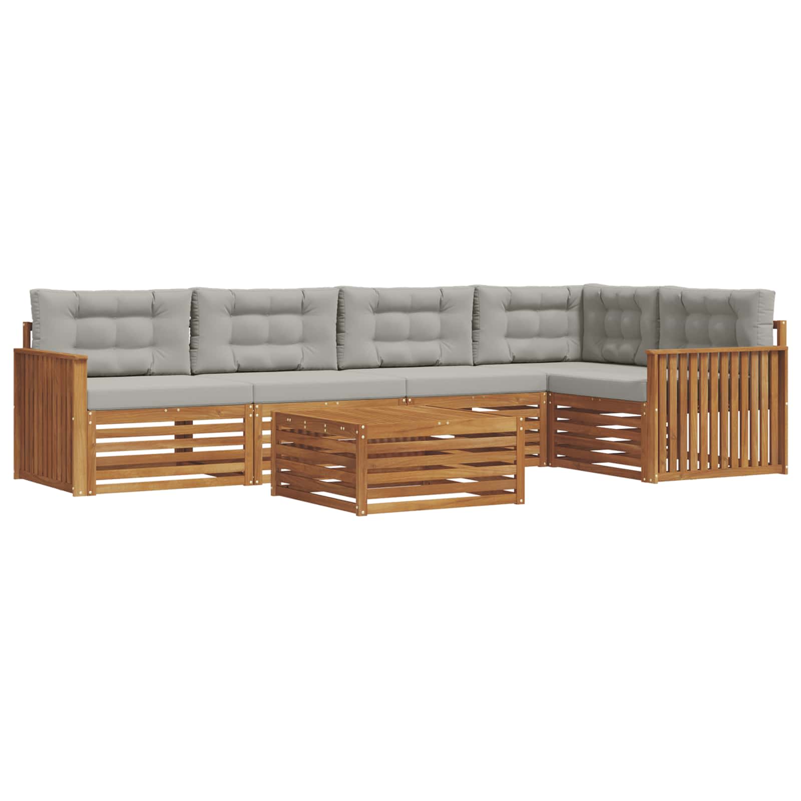 Set di divani da esterno 6 pcs Grigio Naturale e Chiaro | homemem39