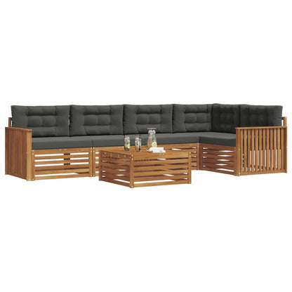 Set di divani da esterno con cuscino 6 pcs Naturale e Antracite | homemem39