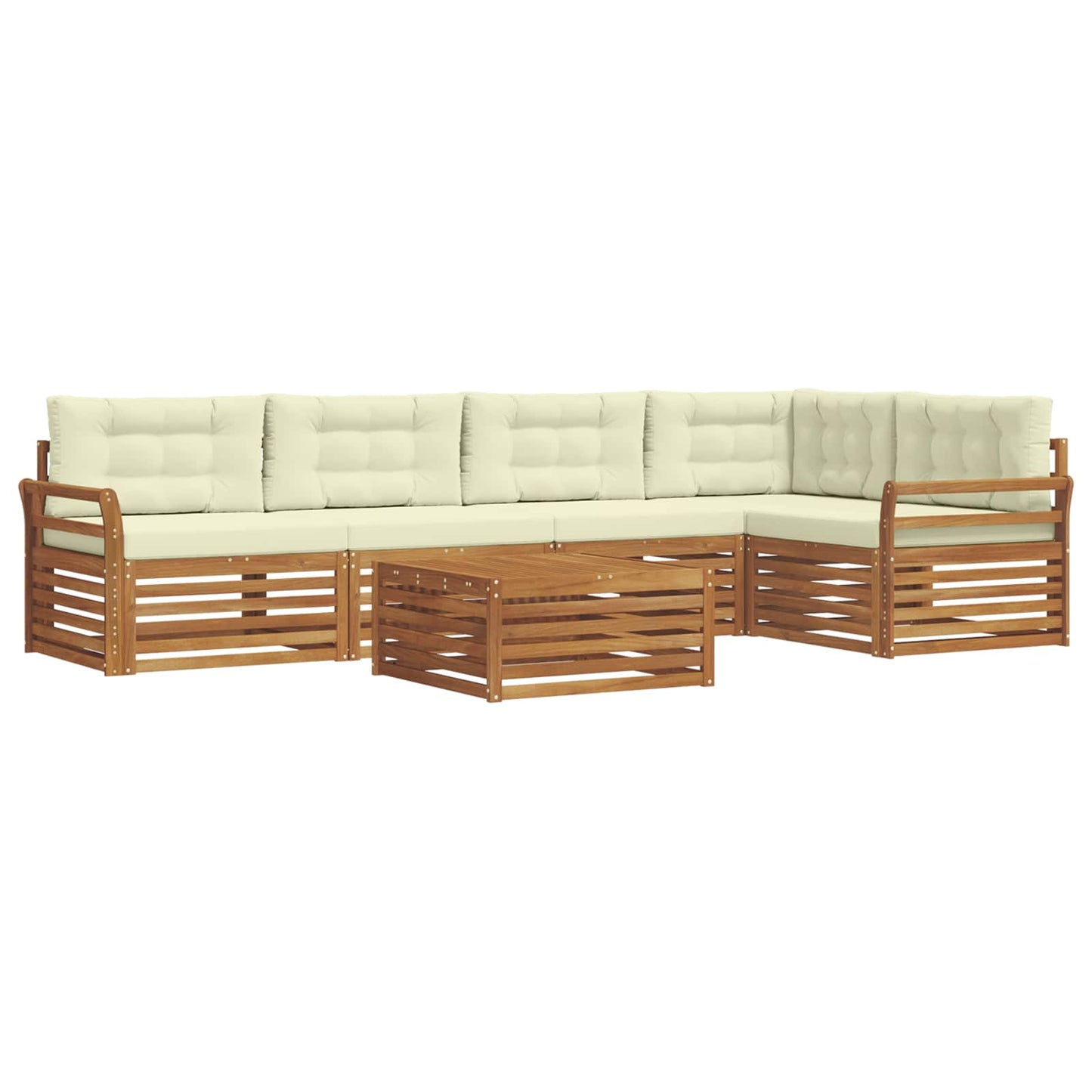 Set di divani da esterno con cuscino 6 pcs Naturale e Crema | homemem39