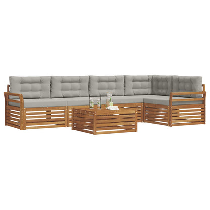 Set di divani da esterno 6 pcs Grigio Naturale e Chiaro | homemem39