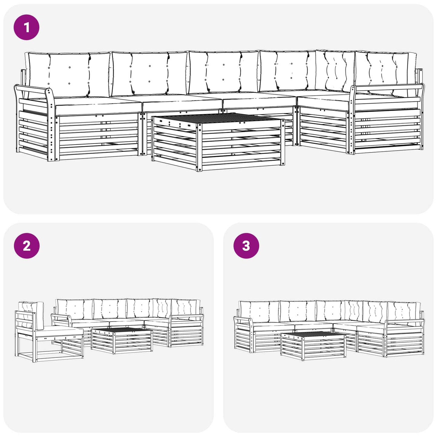 Set di divani da esterno 6 pcs Grigio Naturale e Chiaro | homemem39