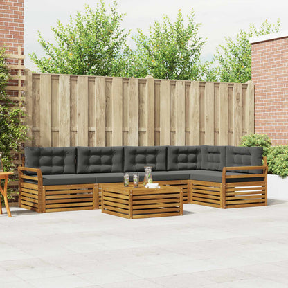 Set di divani da esterno con cuscino 6 pcs Naturale e Antracite | homemem39