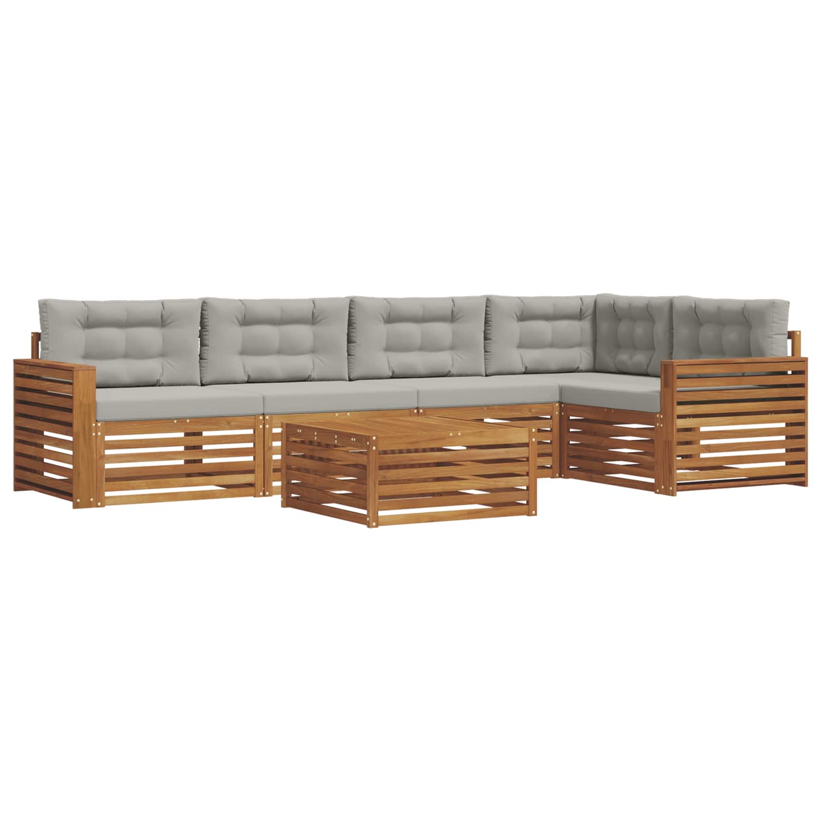 Set di divani da esterno 6 pcs Grigio Naturale e Chiaro | homemem39