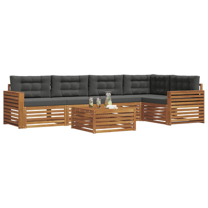 Set di divani da esterno con cuscino 6 pcs Naturale e Antracite | homemem39