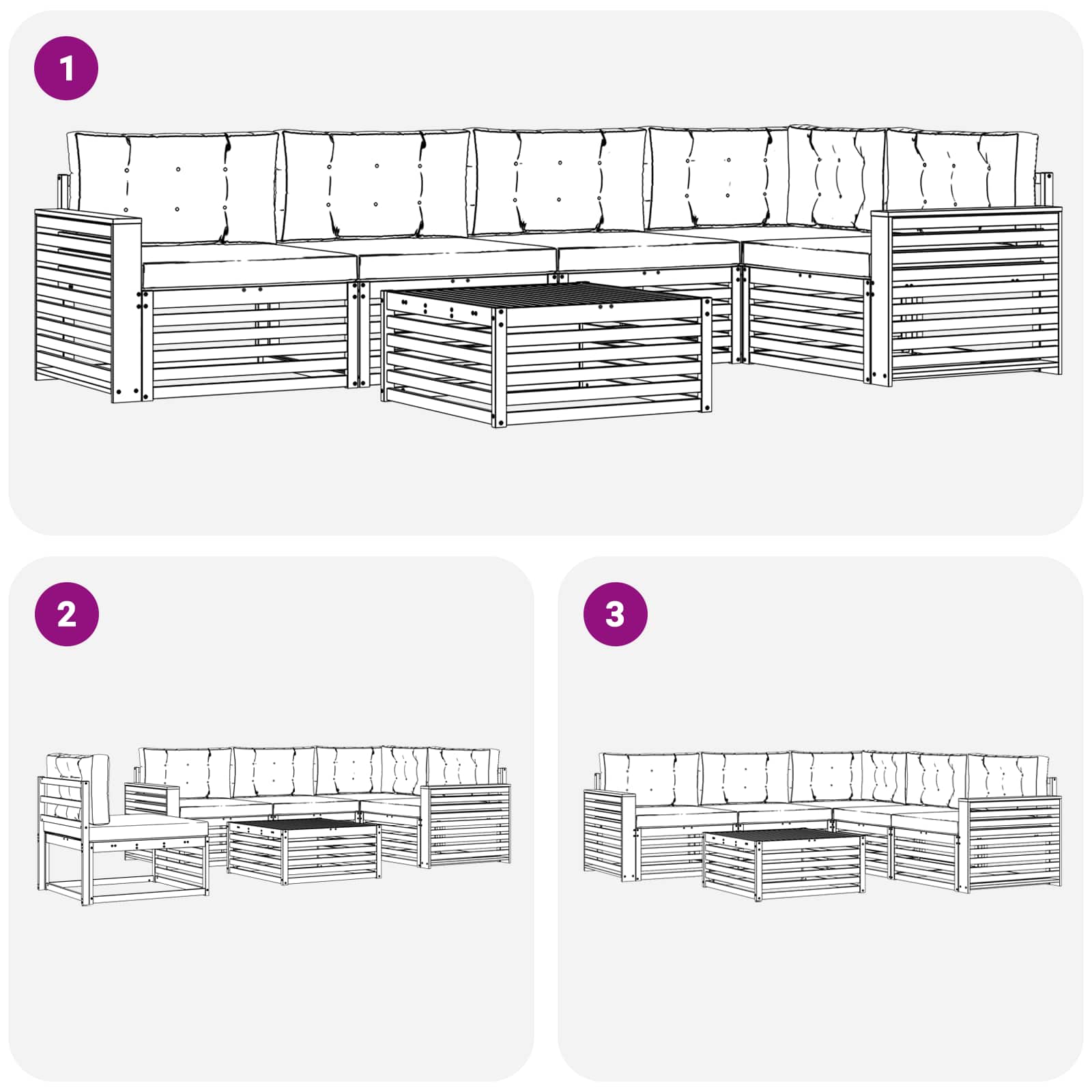Set di divani da esterno con cuscino 6 pcs Naturale e Beige | homemem39