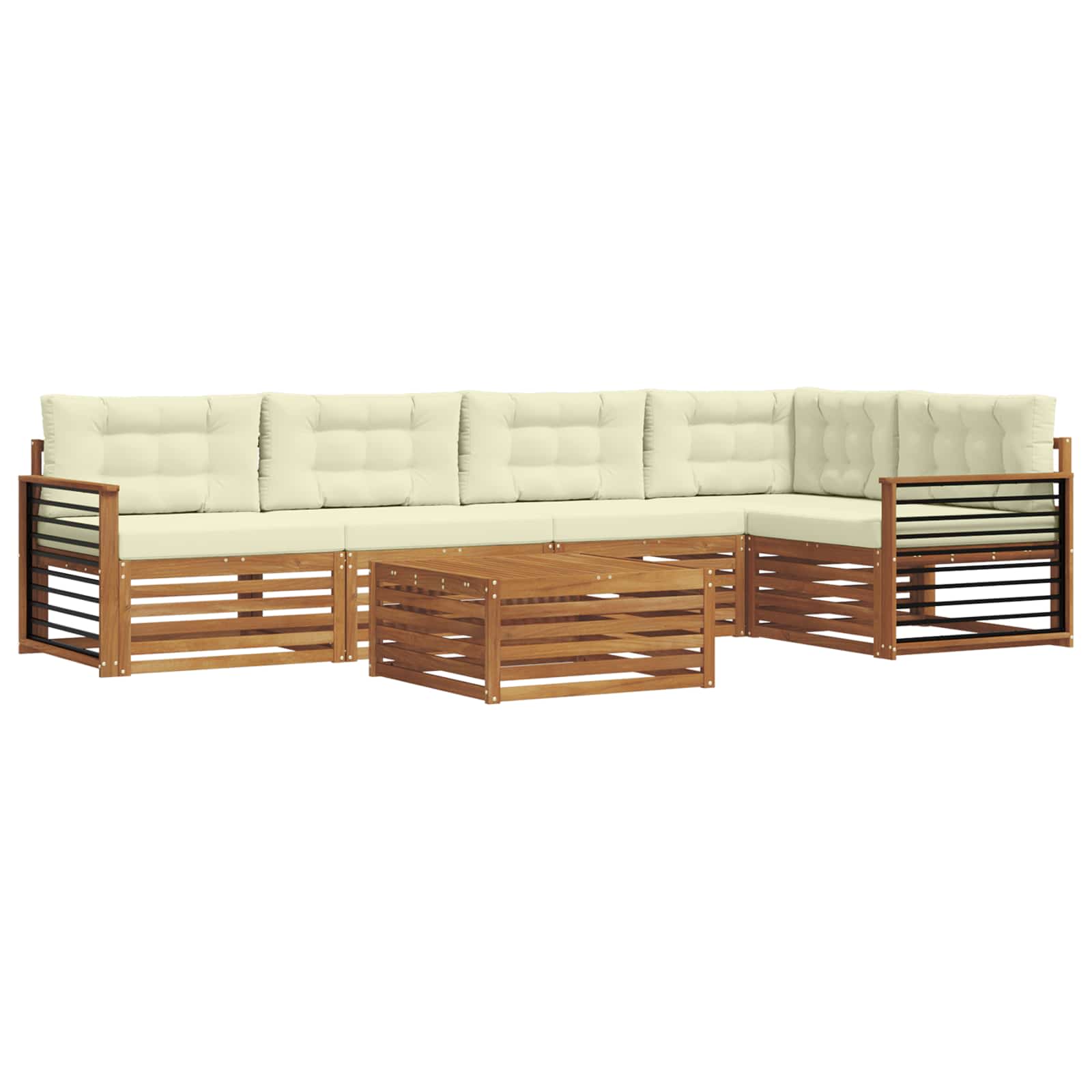 Set di divani da esterno con cuscino 6 pcs Naturale e Crema | homemem39