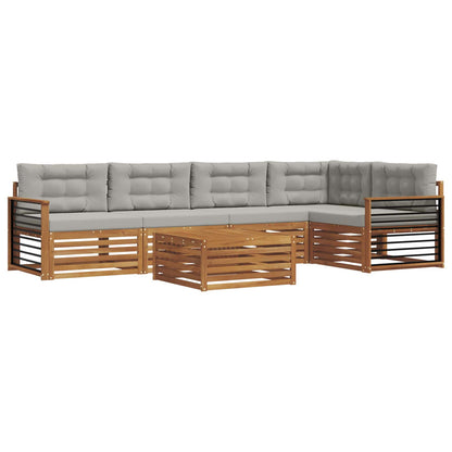 Set di divani da esterno 6 pcs Grigio Naturale e Chiaro | homemem39