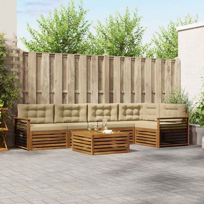 Set di divani da esterno con cuscino 6 pcs Naturale e Beige | homemem39