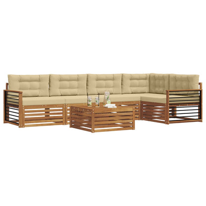 Set di divani da esterno con cuscino 6 pcs Naturale e Beige | homemem39