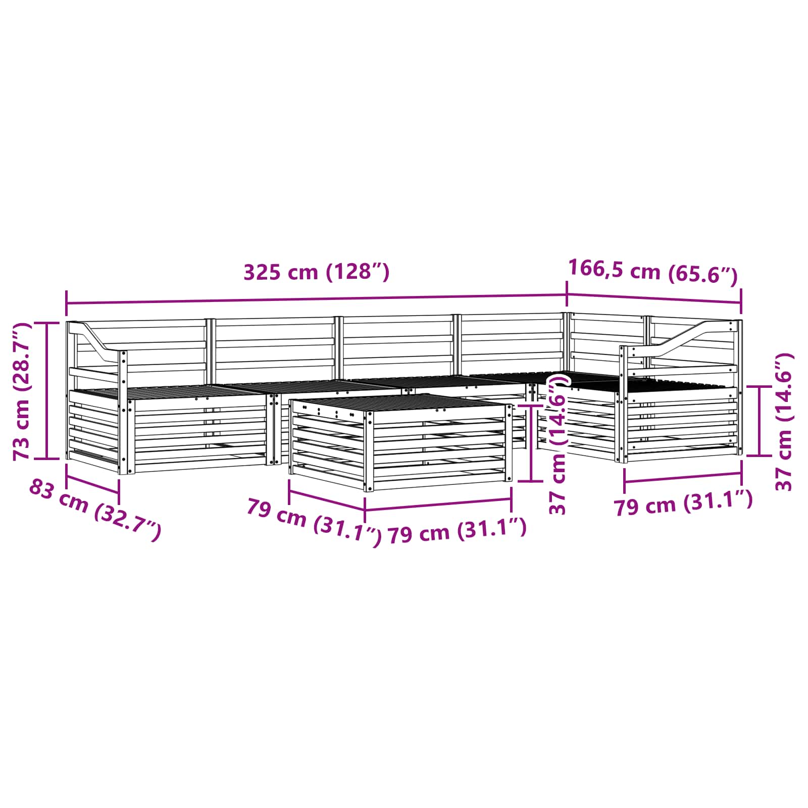 Set di divani da esterno 6 pcs Naturale | homemem39