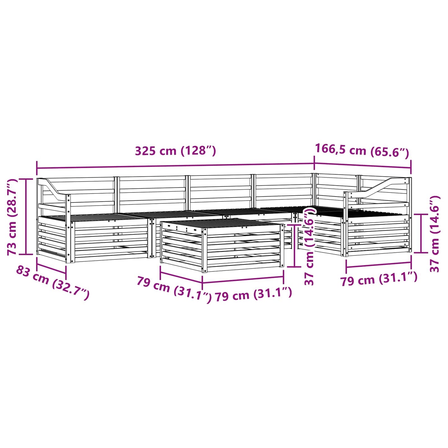 Set di divani da esterno 6 pcs Naturale | homemem39