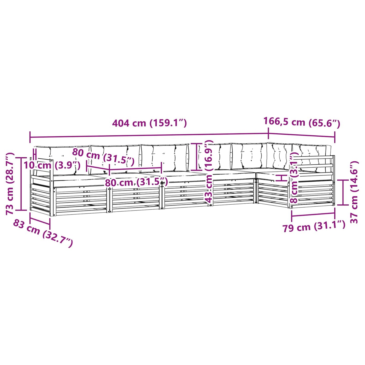Set di divani da esterno con cuscino 6 pcs Naturale e Crema | homemem39